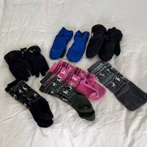 Kids Youth Ski Snow Socks Mittens Gloves Waterproof Lot Set